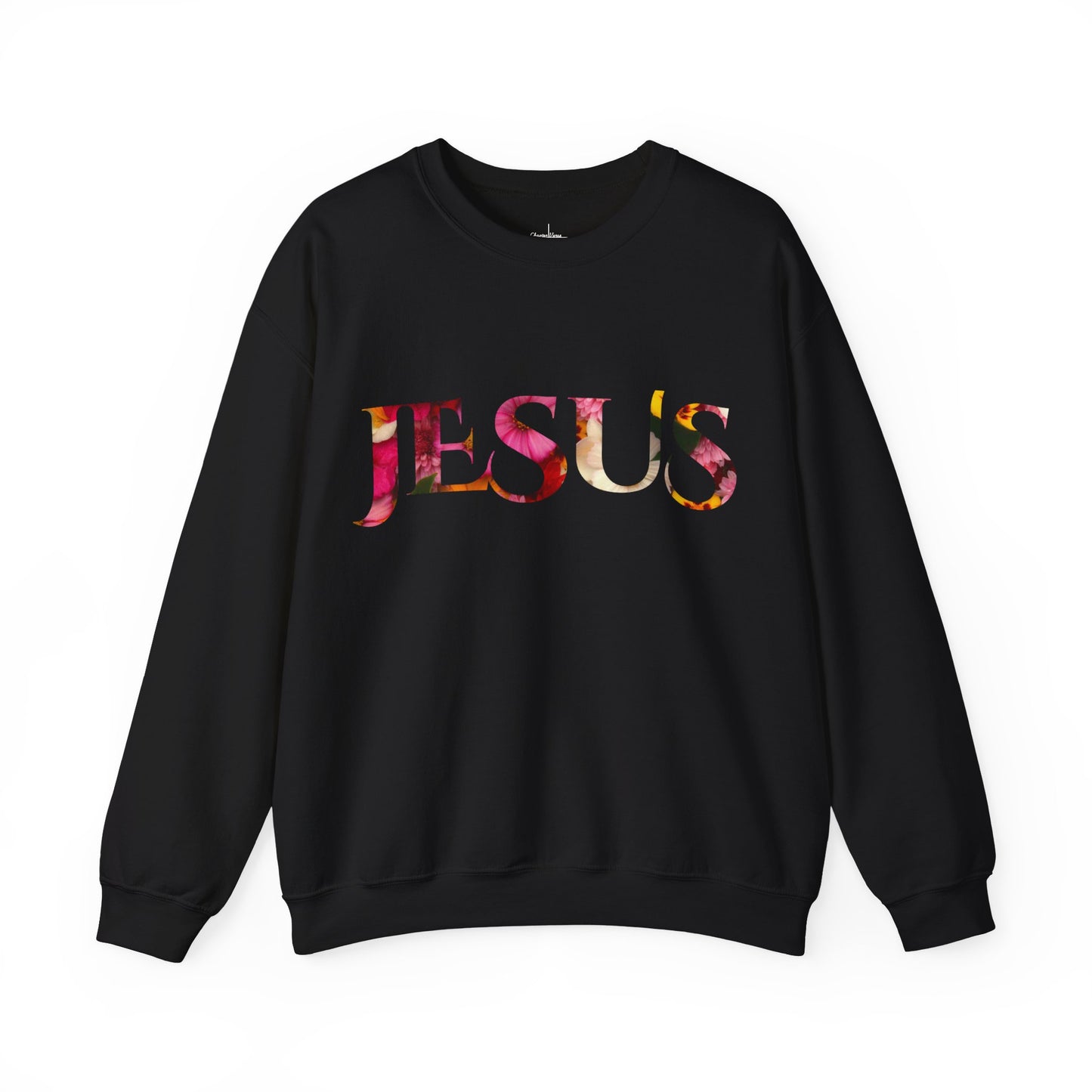 Jesus Pink Floral Unisex Heavy Blend™ Crewneck Sweatshirt
