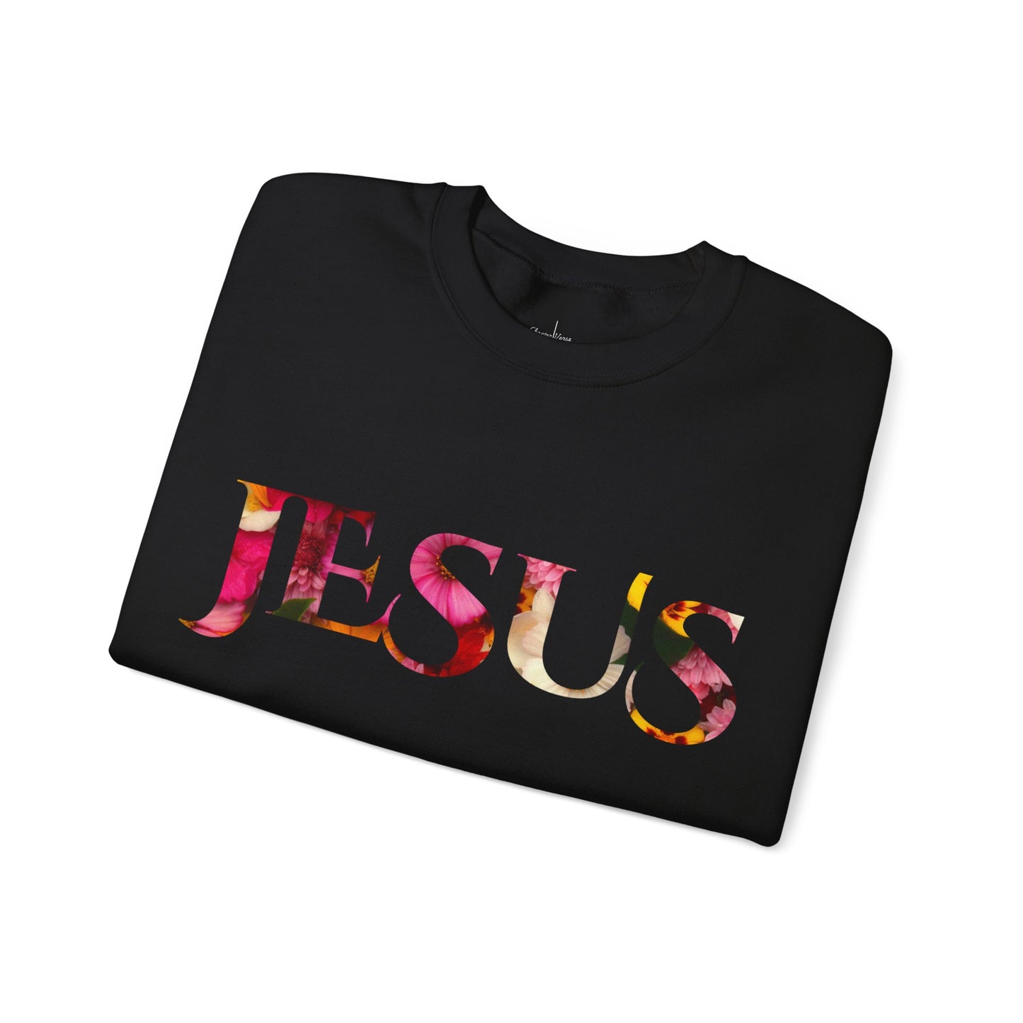 Jesus Pink Floral Unisex Heavy Blend™ Crewneck Sweatshirt